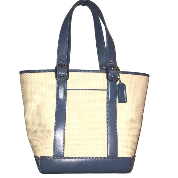 Coach Handbags - Coach Leather Straw Handbag Weave Bucket Bag Shopper Tote Satchel NWOT